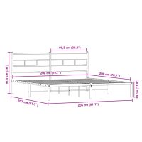 vidaXL Sängram utan madrass metall sonoma-ek 200x200 cm - Bild 9