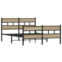 vidaXL Sängram utan madrass metall sonoma-ek 140x190 cm - Bild 3