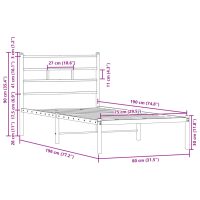 vidaXL Sängram utan madrass med huvudgavel brun ek 75x190 cm - Bild 9