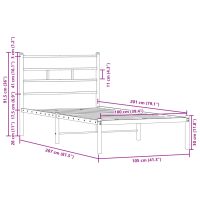 vidaXL Sängram utan madrass med huvudgavel brun ek 100x200 cm - Bild 9