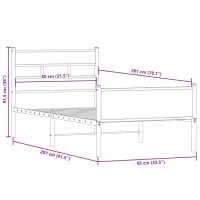 vidaXL Sängram utan madrass rökfärgad ek 80x200 cm konstruerad trä - Bild 9