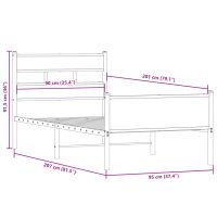 vidaXL Sängram utan madrass rökfärgad ek 90x200 cm konstruerad trä - Bild 9