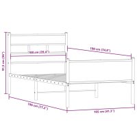 vidaXL Sängram utan madrass rökfärgad ek 100x190 cm konstruerad trä - Bild 9