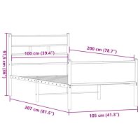 vidaXL Sängram utan madrass rökfärgad ek 100x200 cm konstruerad trä - Bild 9