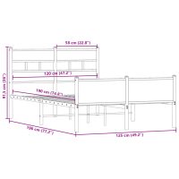 vidaXL Sängram utan madrass rökfärgad ek 120x190 cm konstruerad trä - Bild 9