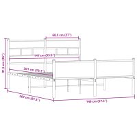 vidaXL Sängram utan madrass rökfärgad ek 140x200 cm konstruerad trä - Bild 9