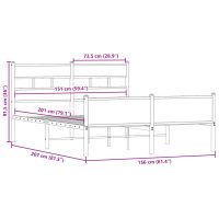 vidaXL Sängram utan madrass rökfärgad ek 150x200 cm konstruerad trä - Bild 9