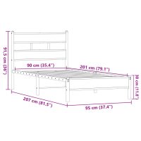 vidaXL Sängram utan madrass brun ek 90x200 cm konstruerad trä - Bild 9