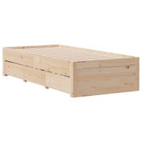 vidaXL Sängram utan madrass med lådor 100x200 cm massiv furu - Bild 3