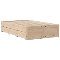 vidaXL Sängram utan madrass med lådor 135x190 cm massiv furu - Bild 3