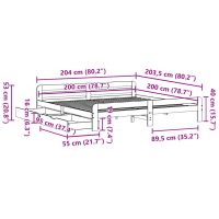 vidaXL Sängram utan madrass vaxbrun 200x200 cm massiv furu - Bild 12