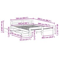 vidaXL Sängram utan madrass vaxbrun 160x200 cm massiv furu - Bild 12