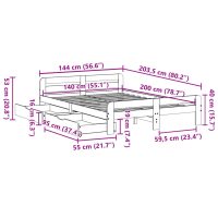 vidaXL Sängram utan madrass vaxbrun 140x200 cm massiv furu - Bild 12