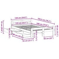 vidaXL Sängram utan madrass vaxbrun 135x190 cm massiv furu - Bild 12