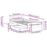 vidaXL Sängram utan madrass vaxbrun 75x190 cm massiv furu - Bild 12