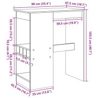 vidaXL Barbord med hyllor betonggrå 90x47,5x103,5 cm konstruerat trä - Bild 9