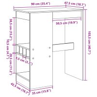 vidaXL Barbord m. hyllor rökfärgad ek 90x47,5x103,5 cm konstruerat trä - Bild 9