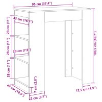 vidaXL Barbord med hyllor sonoma-ek 95x47x103,5 cm konstruerat trä - Bild 9