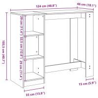 vidaXL Barbord med hylla vit 124x46x103,5 cm konstruerat trä - Bild 9