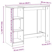 vidaXL Barbord med hylla svart 124x46x103,5 cm konstruerat trä - Bild 9