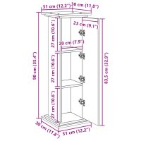 vidaXL Piedestal med förvaring vit 31x30x90 cm konstruerat trä - Bild 11