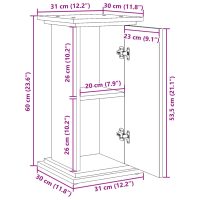 vidaXL Piedestal med förvaring rökfärgad ek 31x30x60cm konstruerat trä - Bild 11