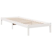 vidaXL Sängram utan madrass extra lång vit 80x210 cm massiv furu - Bild 3