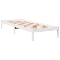 vidaXL Sängram utan madrass extra lång vit 90x210 cm massiv furu - Bild 3