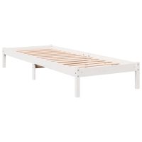 vidaXL Sängram utan madrass extra lång vit 90x210 cm massiv furu - Bild 6