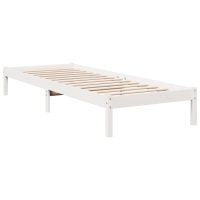 vidaXL Sängram utan madrass extra lång vit 80x220 cm massiv furu - Bild 3