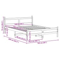 vidaXL Sängram utan madrass 160x200 cm massiv furu - Bild 9