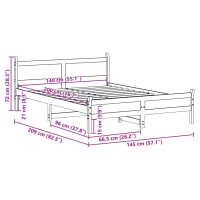 vidaXL Sängram utan madrass 140x200 cm massiv furu - Bild 9