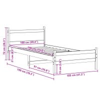 vidaXL Sängram utan madrass 100x200 cm massiv furu - Bild 9