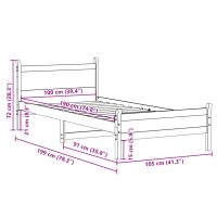 vidaXL Sängram utan madrass vit 100x200 cm massiv furu - Bild 9