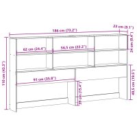 vidaXL Huvudgavel med förvaring vit 180 cm massiv furu - Bild 10