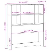 vidaXL Huvudgavel med hyllor 100 cm massiv furu - Bild 10