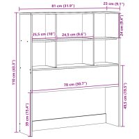 vidaXL Huvudgavel med förvaring 75 cm massiv furu - Bild 10