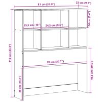 vidaXL Huvudgavel med förvaring vaxbrun 75 cm massiv furu - Bild 10