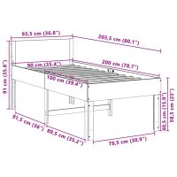 vidaXL Sängram utan madrass 90x200 cm massiv furu - Bild 9