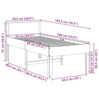 vidaXL Sängram utan madrass 75x190 cm massiv furu - Bild 9