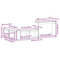 vidaXL Sängskåp med skrivbord vaxbrun 232x122x75 cm massiv furu - Bild 9