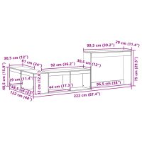 vidaXL Sängskåp med skrivbord vit 222x122x75 cm massiv furu - Bild 9