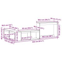 vidaXL Sängskåp med skrivbord vaxbrun 222x122x75 cm massiv furu - Bild 9