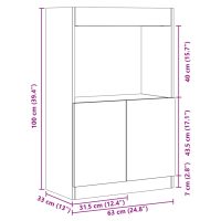 vidaXL Högskåp vit 63x33x100 cm konstruerat trä - Bild 12