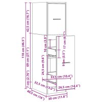 vidaXL Apoteksskåp rökfärgad ek 30x41x118 cm konstruerat trä - Bild 10