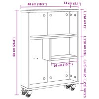 vidaXL Smal förvaringsvagn vit 48x13x68 cm konstruerat trä - Bild 10