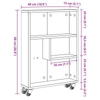 vidaXL Smal förvaringsvagn sonoma-ek 48x13x68 cm konstruerat trä - Bild 10