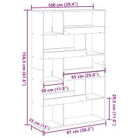 vidaXL Bokhylla vit 100x33x156,5 cm konstruerat trä - Bild 9