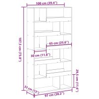 vidaXL Bokhylla vit 100x33x187,5 cm konstruerat trä - Bild 9