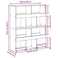 vidaXL Bokhylla brun ek 100x33x125,5 cm konstruerat trä - Bild 9